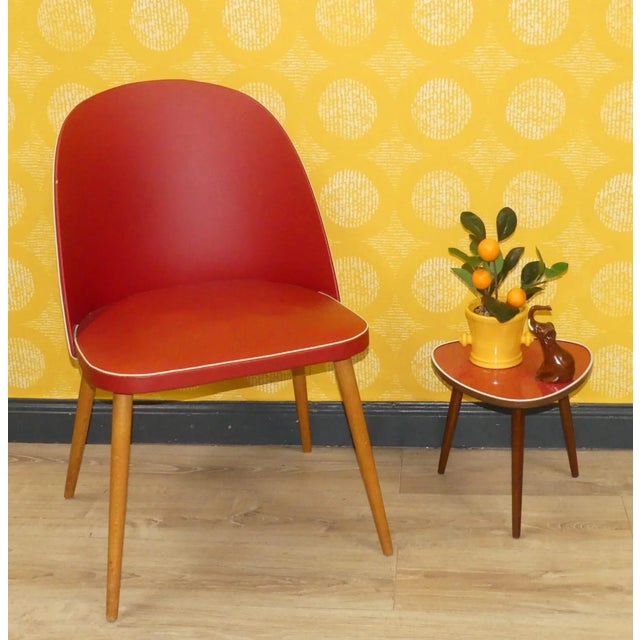 Wood Red Cocktail Chair, 1950s For Sale - Image 7 of 12