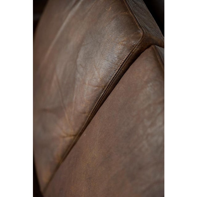 Metal Vintage Scandinavian Two-Seater Sofa in Brown Leather by Arne Vodder for Fritz Hansen, 1960s For Sale - Image 7 of 18
