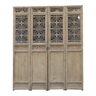 Set of 4 Antique Chinese Carved Pine Wall Panels/Doors/Screens For Sale