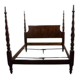 Hickory Chair Mahogany Traditional Style King Size Twist-Turned Four Poster Bed W. Pineapple Accents For Sale