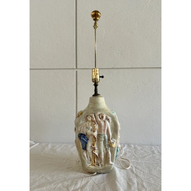 Mid 20th Century Eugenio Pattarino Style Majolica Table Lamp For Sale - Image 4 of 15