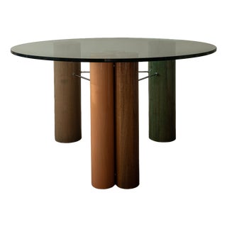 Vintage Italian Glass Dining Table by Saporiti Italia, 1980s For Sale