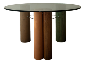 Vintage Italian Glass Dining Table by Saporiti Italia, 1980s