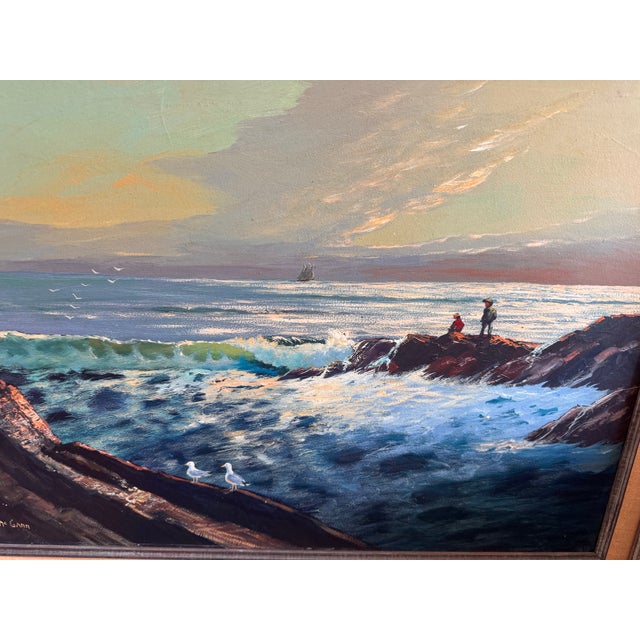 American 1980s Original Val McGann "Evening Tide, Maine" Oil Painting For Sale - Image 3 of 5