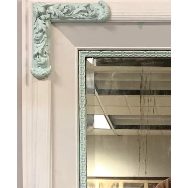 Late 19th Century Tall 50" Antique Mantel Mirror or Dressing Mirror Beveled Glass For Sale - Image 5 of 6