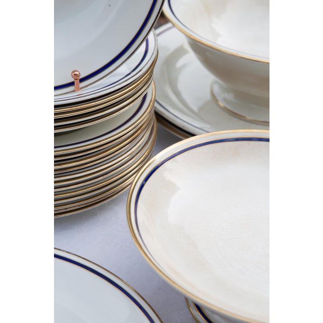 Cream Antique English Earthenware Dinner Service, 1920s, Set of 24 For Sale - Image 8 of 9
