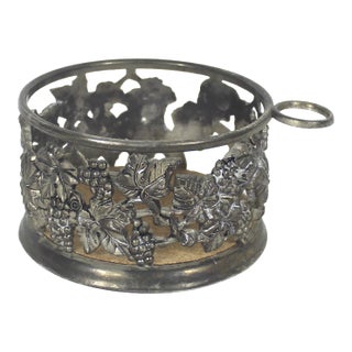 Vintage Silver Plated Wine Coaster Sleeve Bottle Holder For Sale