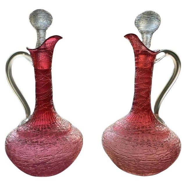 Antique Rosa Chine Claret Jugs Ewers from Loetz, 1890, Set of 2 For Sale - Image 15 of 15