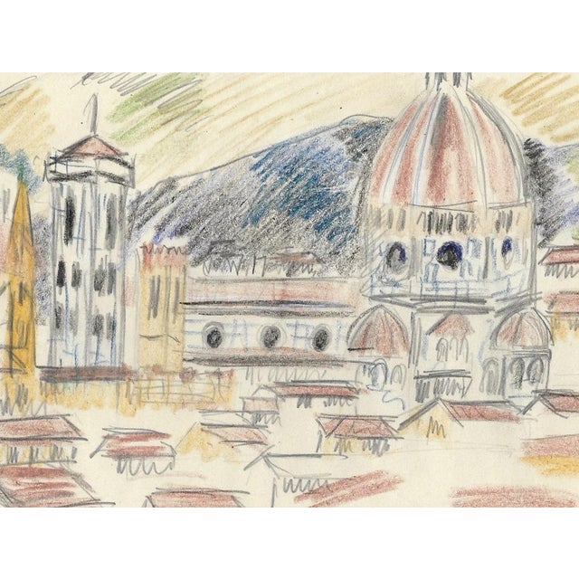 Grace Spongberg (American, 1906-1992) "Florence from / Piazza Michelangelo" oil pastel on paper, titled and estate stamp...
