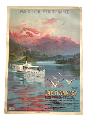 1900 French Travel Poster of Lac d'Annecy by Hugo D' Alési
