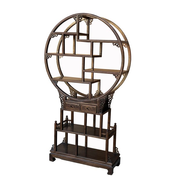 Chinese Round Top Tower Shape Display Curio Cabinet Room Divider For Sale - Image 4 of 8