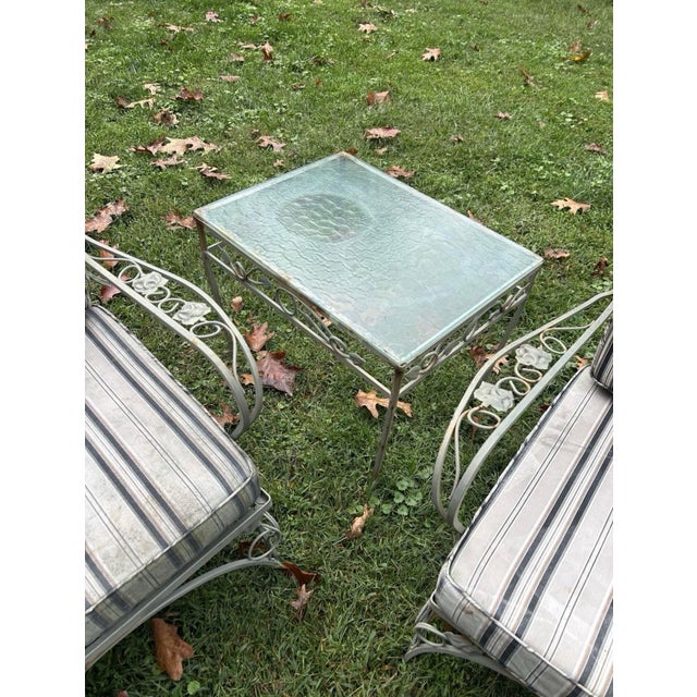Metal 1960s Attributed to Wrought Iron MCM Woodard 6 Piece Conversation Set For Sale - Image 7 of 8