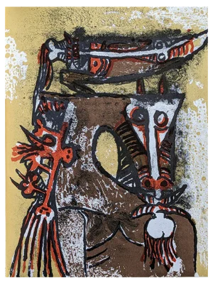 Wifredo Lam, Surrealist Composition 2, Original Lithograph, 1979