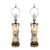 Mid 20th Century Hollywood Regency Moriage Satin Glass & Brass Urn Table Lamps - A Pair For Sale