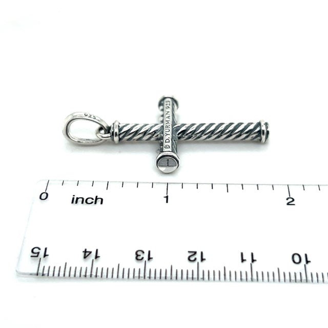 1990s David Yurman Estate Unisex Cable Cross Silver For Sale - Image 4 of 7