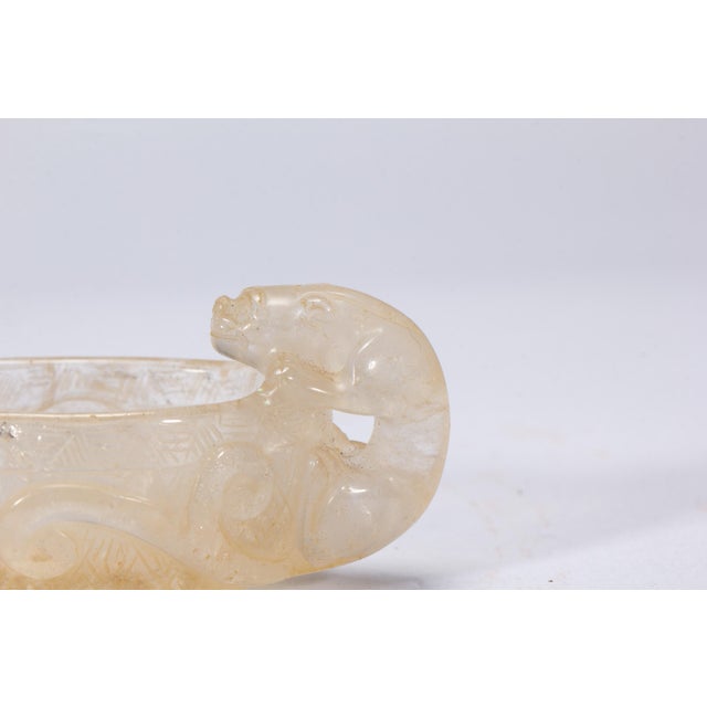 Asian Antique Antique Chinese Rock Crystal Brush Washer With Chilong Handles For Sale - Image 3 of 11