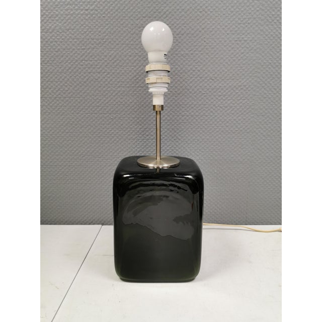 Kubus Olive Green Glass Table Lamp by Per Lütken for Holmegaard, 1976 For Sale - Image 17 of 17