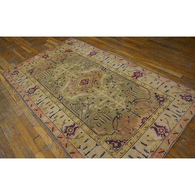 Indian 1900s Gray Medallion Antique Indian Agra Rug 4'0" X 6'0" Handknotted Wool Carpet For Sale - Image 3 of 9