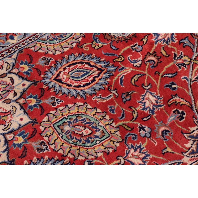 Textile Shabby Chic Persian Rust/Blue Wool Rug - 9'9'' X 13'0'' For Sale - Image 7 of 10