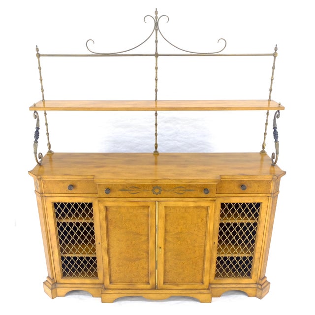 Regency Gallery Etagere Top Light Burl Walnut Sideboard Credenza c1920s MINT!