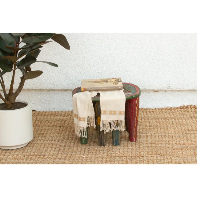 Vintage Festive Multicolor Nupe Table | Chairish