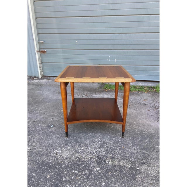 Mid 20th Century Mid Century Modern ‘Acclaim’ Square Side Table With Curved Lower Shelf | AltaVista Lane Furniture For Sale - Image 5 of 13