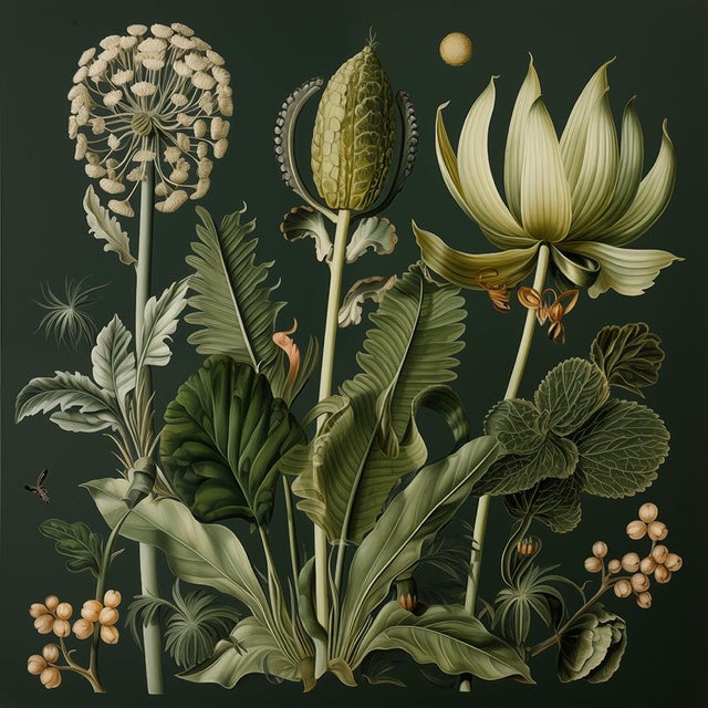 This fine art print reproduces a beautifully detailed 19th-century botanical illustration depicting an elegant arrangement...
