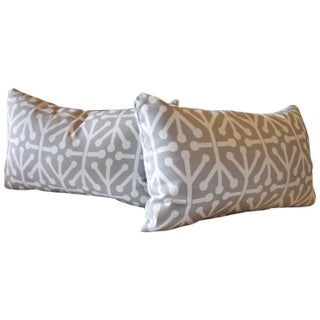 Heather Grey Dancer Fabric Pillows - Pair For Sale