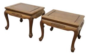 Low Oriental Teak Tables, 1960s, Set of 2