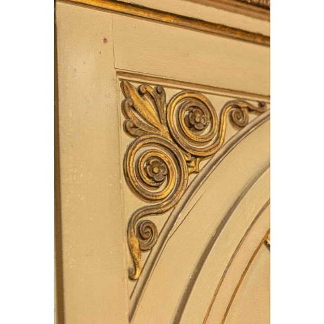 Mid 20th Century French Empire Style Beige Painted Trumeau Mirror with Carved Gilt Décor For Sale - Image 12 of 13