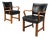 Danish Modern, Armchairs, Black Leather, Bentwood, Denmark, 1960s For Sale