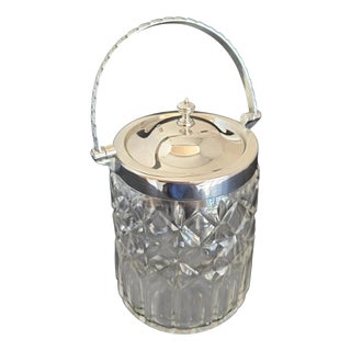 Antique George V Cut Glass Biscuit Barrel with Sterling Silver Mount, 1919 For Sale