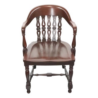 Antique Marble & Shattuck Chair Co. Walnut Bankers Arm Chair For Sale