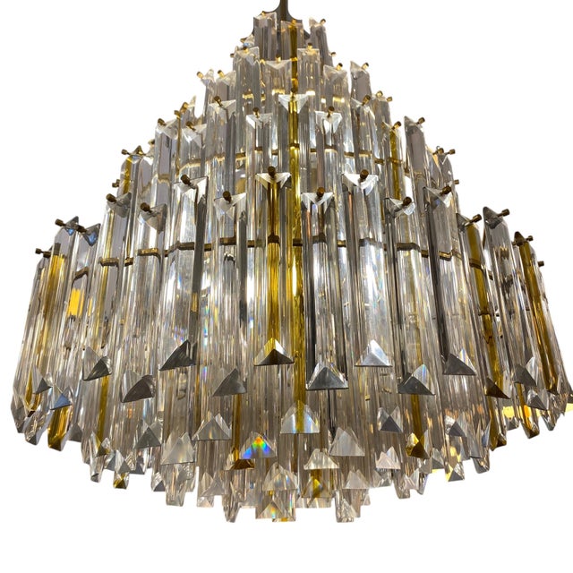 Crystal Chandelier with Gold Accents by Paolo Venini, 1960s For Sale - Image 4 of 5