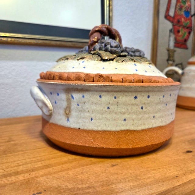 Mid 20th Century Sandra Schmitt McKenzie River Pottery Stoneware Teapot & Lidded Casserole Set, Rustic Studio Art Pottery For Sale - Image 12 of 17