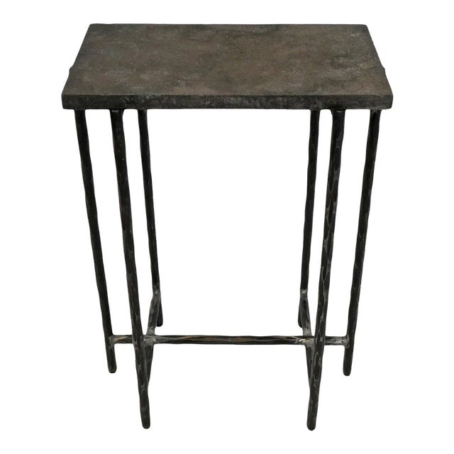Grey Smoke Slate Side Table For Sale