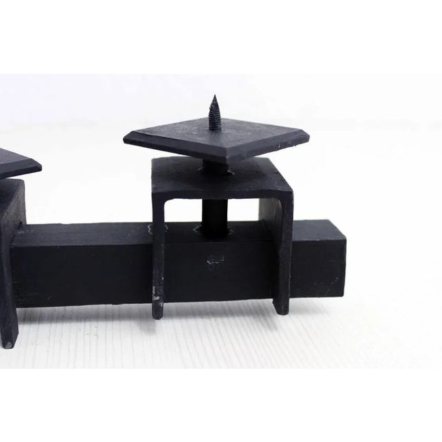 1970s Modernist Candlestick in Wrought Iron For Sale - Image 5 of 11