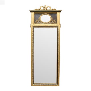 Vintage Italian Louis XV Gold Gilt Wood & Ebonized Pier Mirror C1940 For Sale