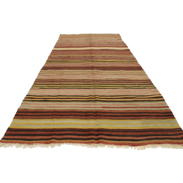 Vintage Turkish Striped Kilim Rug - 04'11 X 10'08 For Sale - Image 4 of 10