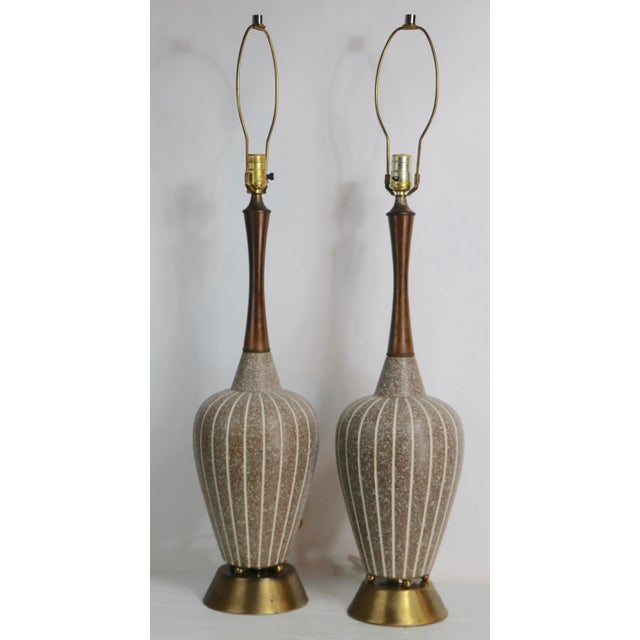 Pr. Mid Century Ceramic Table Lamps For Sale - Image 11 of 11