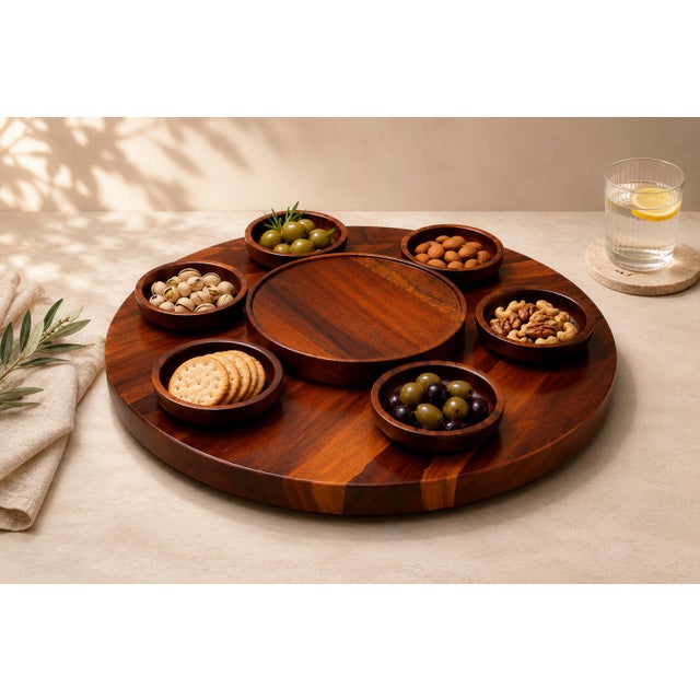 Brazilian Modern Lazy Susan & Bowls in Rosewood, Tropic Art, Brazil, 1970s For Sale In New York - Image 6 of 16
