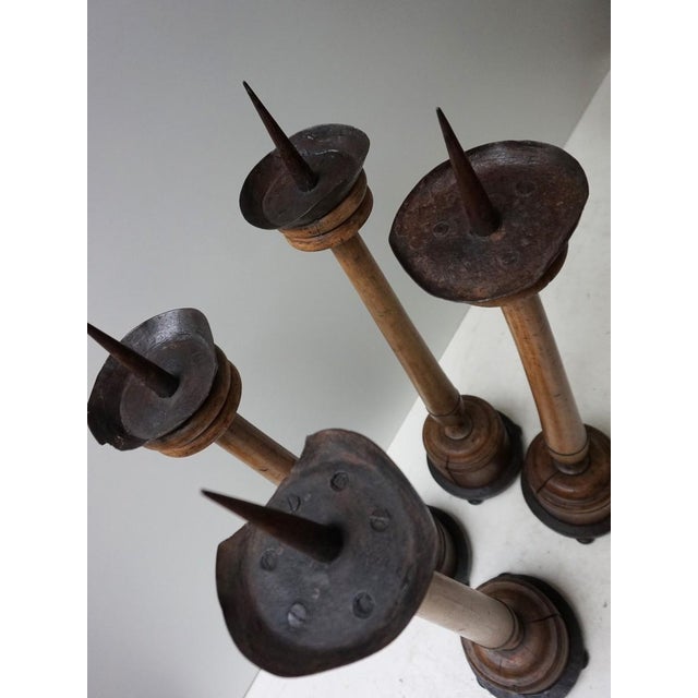 Large Antique French Wooden Candlesticks, 19th Century, Set of 4 For Sale - Image 13 of 18