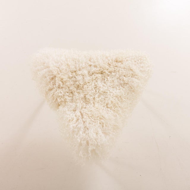 Mid-Century Modern Mid-Century Scandinavian Triangular Ottoman in Long Hair Sheepskin, Denmark, 1960s For Sale - Image 3 of 7