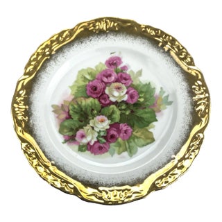 Antique Roses Desert Plate Gold Rimmed For Sale