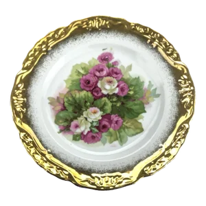 Antique Roses Desert Plate Gold Rimmed