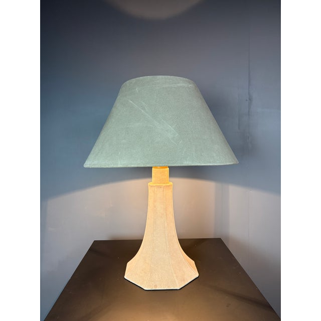 1970s Mid-Century Suede Leather Mushroom Table Lamp, 1960s For Sale - Image 5 of 14
