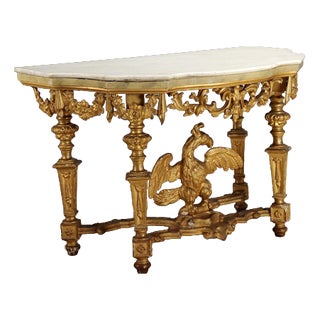 Carved and Gilded Wooden Console Table For Sale