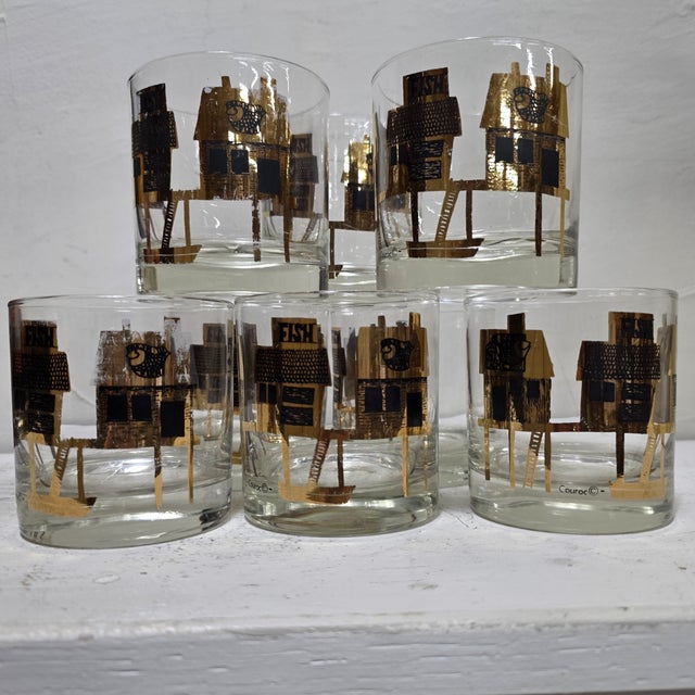 Couroc of Monterey Fish Motif Serving Tray + 8 Rocks Glasses Barware Set, C. 1960 For Sale - Image 18 of 18