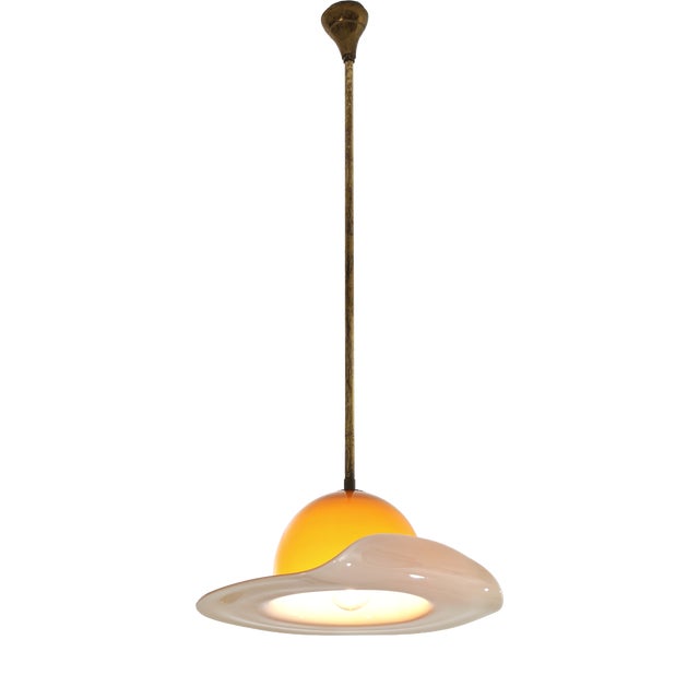 Hat-Shaped Pendant Lamp in Murano Glass attributed to Paolo Venini, Italy, 1970 For Sale
