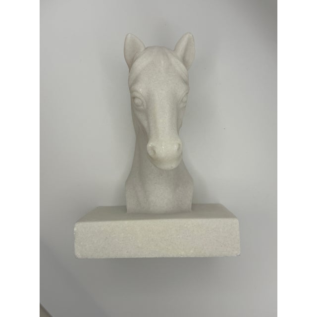 Stone Vintage White Natural Stone Horse Head Sculptural Bookend For Sale - Image 7 of 7